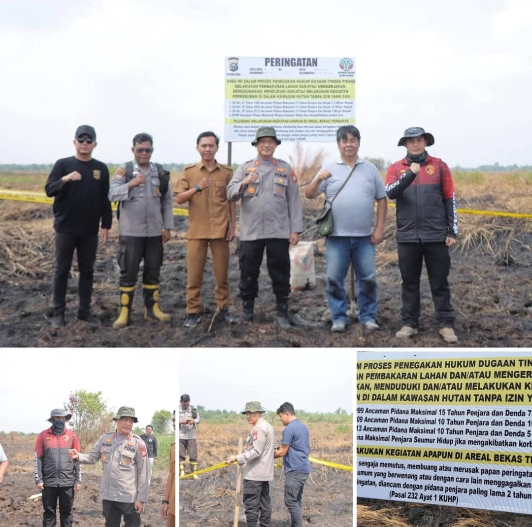 Cegah Karhutla, Kapolres Rohil Pasang Plang Peringatan Di Lahan Bekas Terbakar